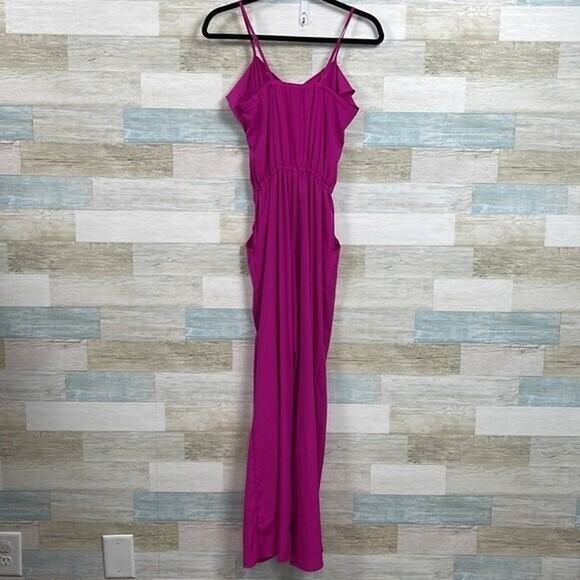 CHARLOTTE RUSSE Sleeveless Ruffle Jumpsuit Pink Womens Small - Picture 1 of 4